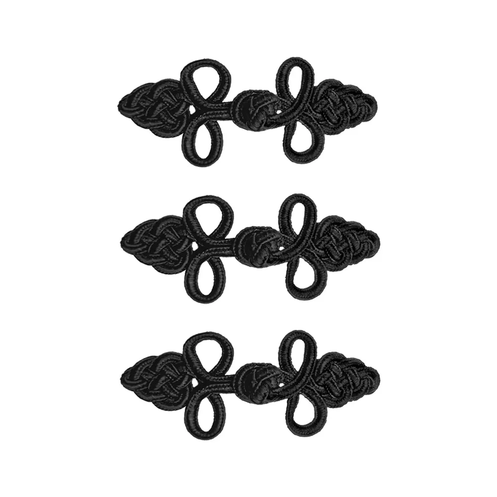 Embellishing Black Braided Cord Sewing Frog Fastener for Clothing