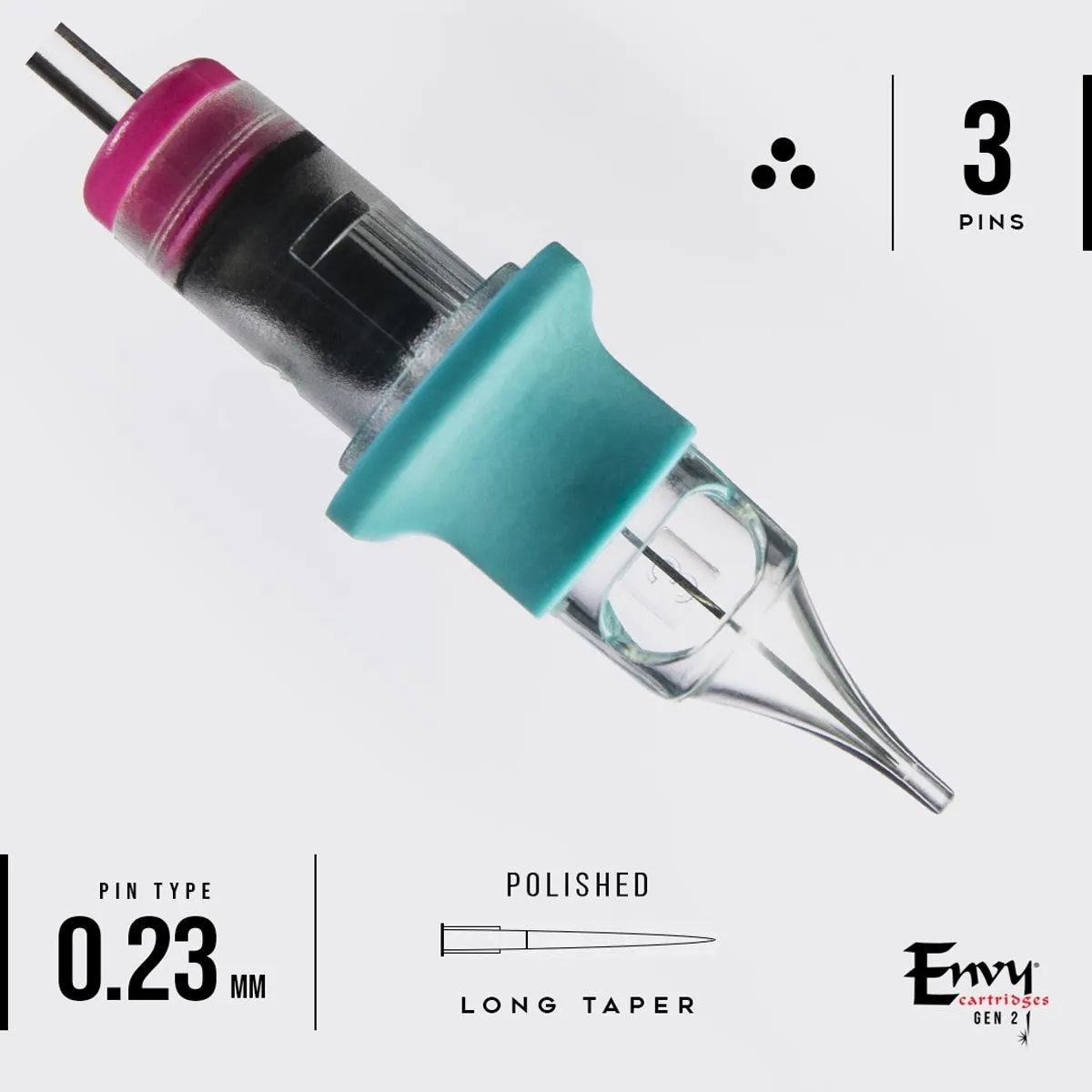 Envy Gen 2 - Nano PMU Round Liner Tattoo Cartridges (10pk)