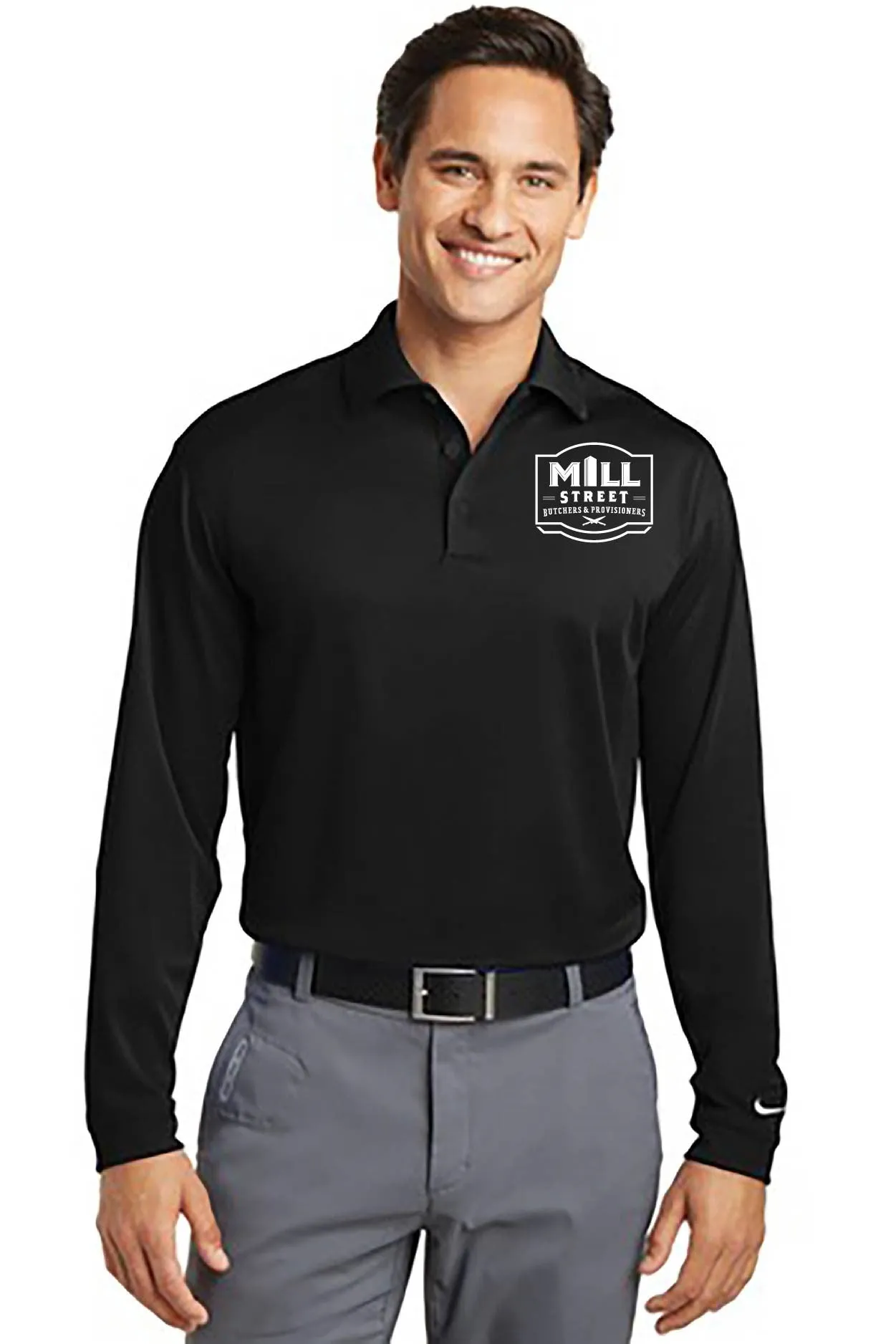 Fellers Logo Nike Golf Long Sleeve Dri-FIT Stretch Tech Polo - 466364