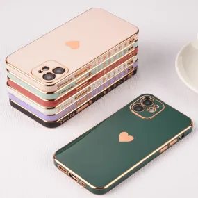 Full Lens Protection Plated Heart Phone Case For iPhone