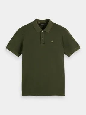 Garment-dyed pique polo shirt