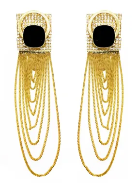 GOLD FRINGE CHAINS WITH GLASSCRYSTAL EARRINGS