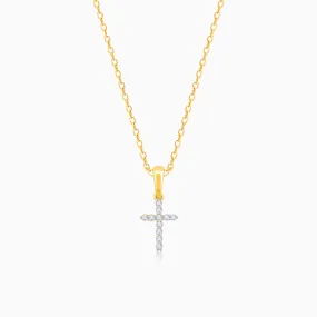 Gold Holy Cross Diamond Pendant