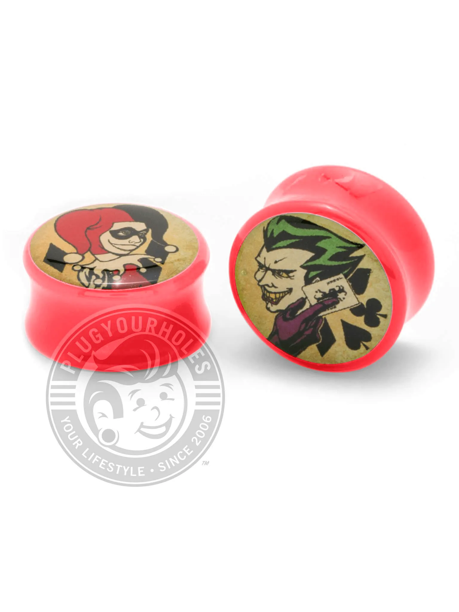 Harley & The Joker Tattoo Flash Acrylic Image Plugs