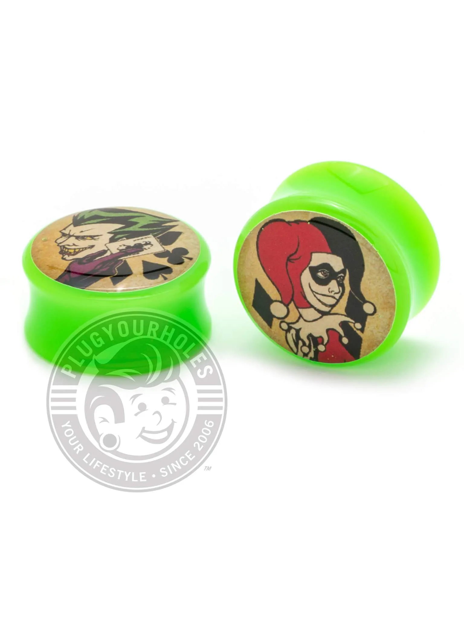 Harley & The Joker Tattoo Flash Acrylic Image Plugs