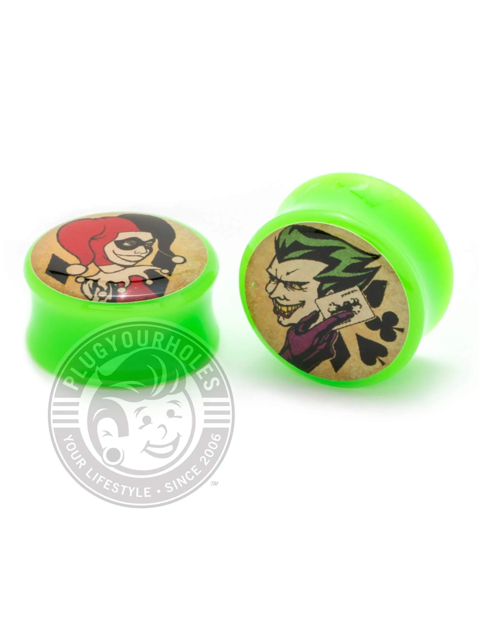 Harley & The Joker Tattoo Flash Acrylic Image Plugs