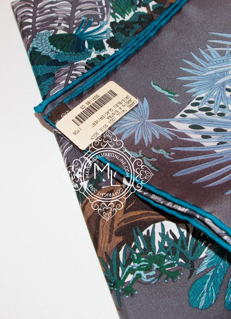 Hermes Gray Twill Silk 90 cm Jardin à a Sintra Scarf