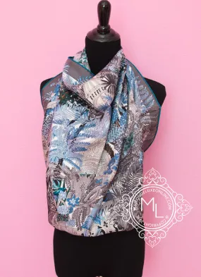 Hermes Gray Twill Silk 90 cm Jardin à a Sintra Scarf