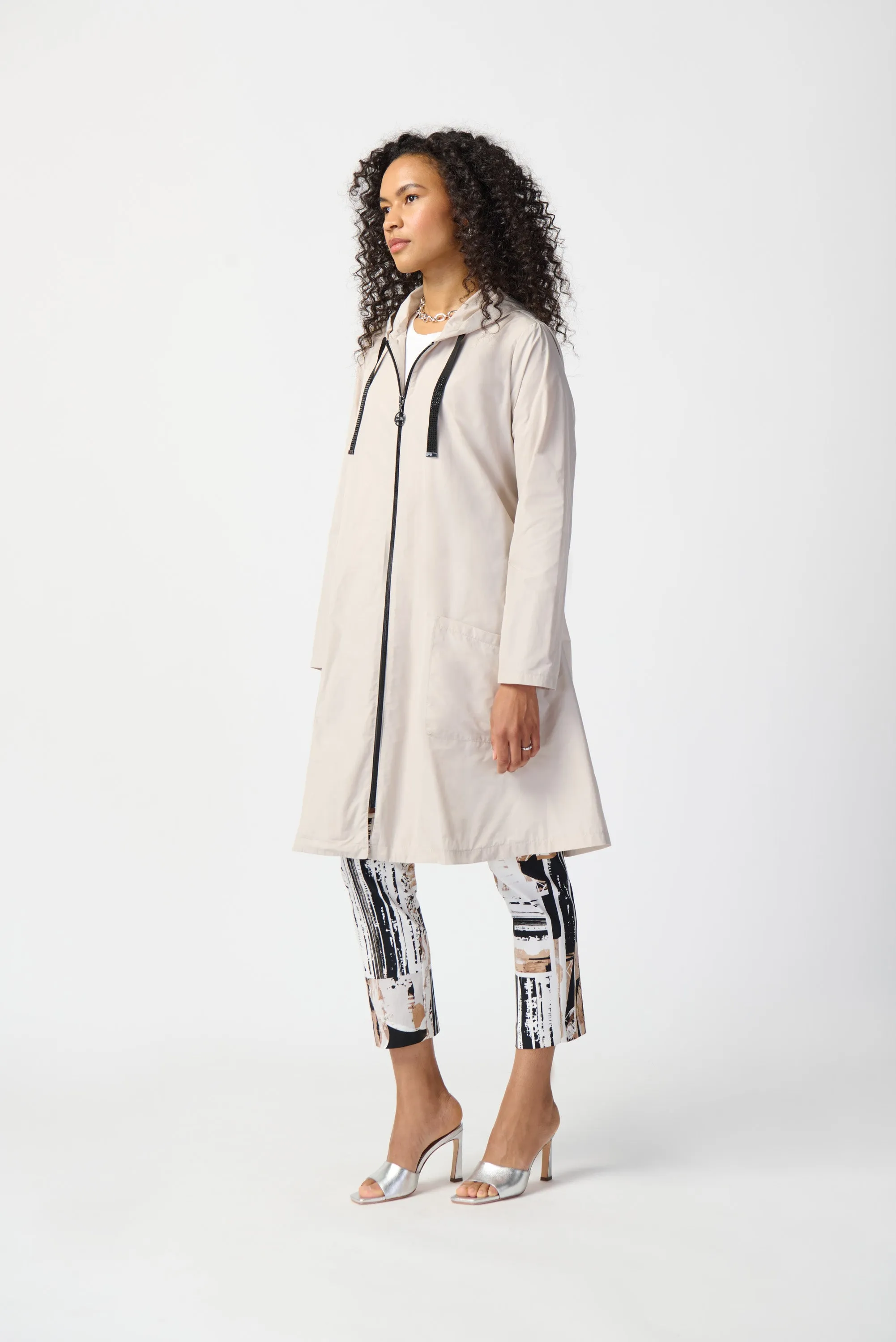 Joseph Ribkoff Memory Woven Hooded Trapeze Coat