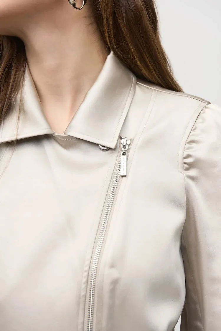 Joseph Ribkoff Satin Moto Jacket With Zippers