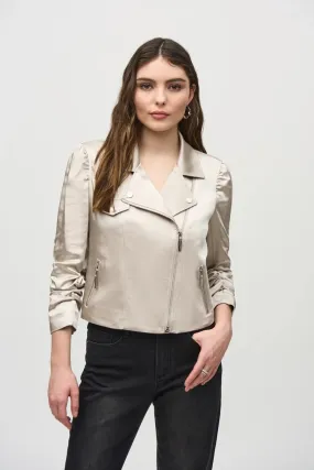 Joseph Ribkoff Satin Moto Jacket With Zippers