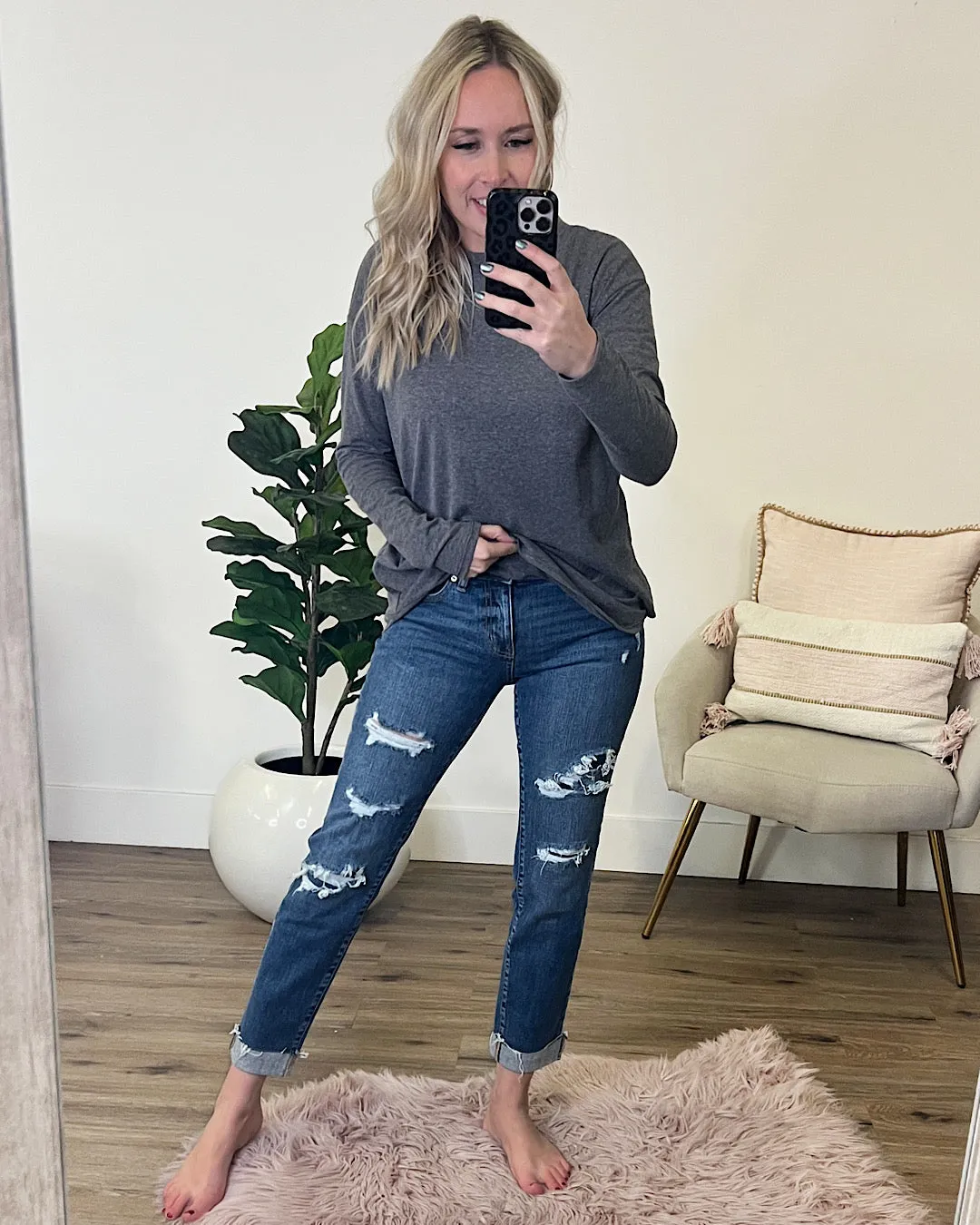 KanCan Kylie Patched Slim Boyfriend Jeans