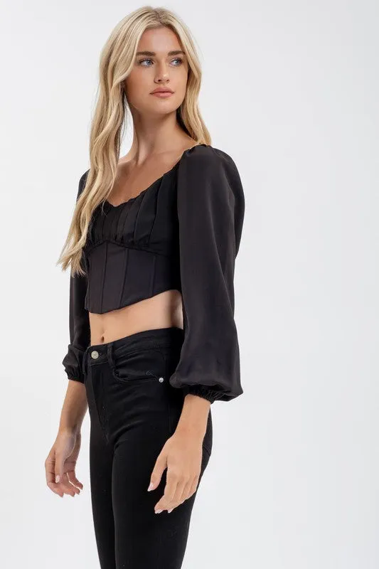 KENIA LONG SLEEVE CORSET CROP TOP