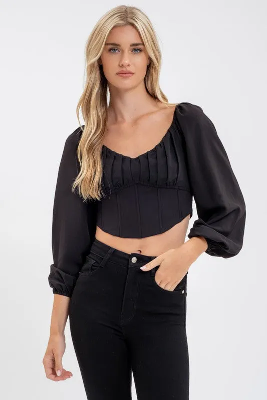 KENIA LONG SLEEVE CORSET CROP TOP