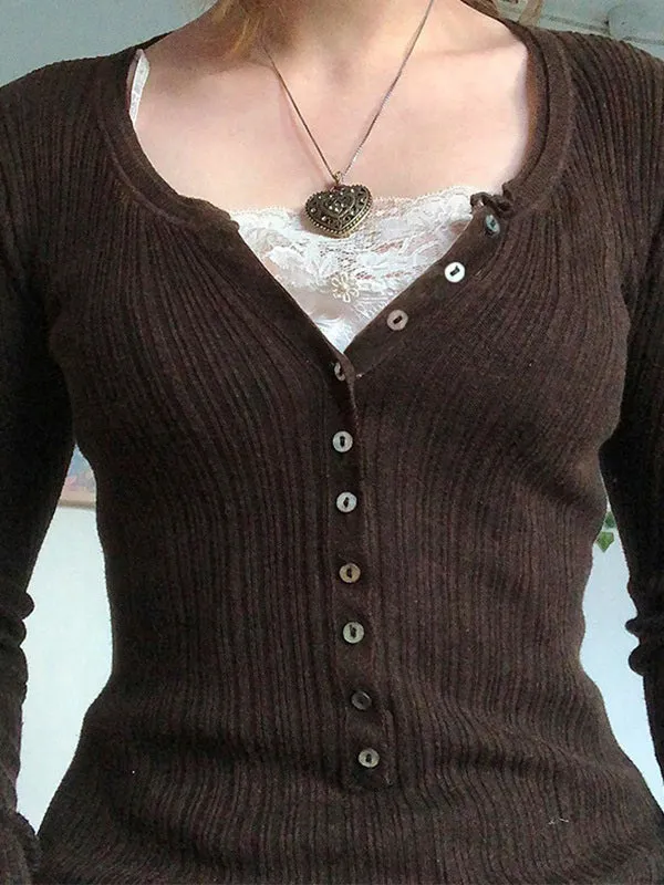 Lace Paneled Graceful Brown Tank Top