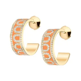 L'Arc de DAVIDOR Creole Earring PM, 18k Yellow Gold with Lacquered Ceramic and Palais Diamonds