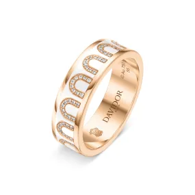 L'Arc de DAVIDOR Ring MM, 18k Rose Gold with Neige Lacquered Ceramic and Arcade Diamonds