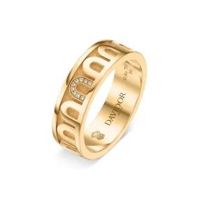 L’Arc de DAVIDOR Ring MM, 18k Yellow Gold with Satin Finish and Porta Simple Diamonds