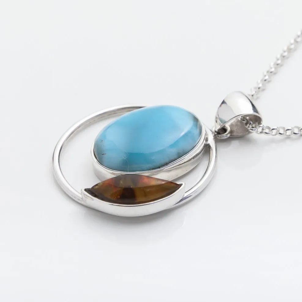 Larimar Amber Pendant Isleña II