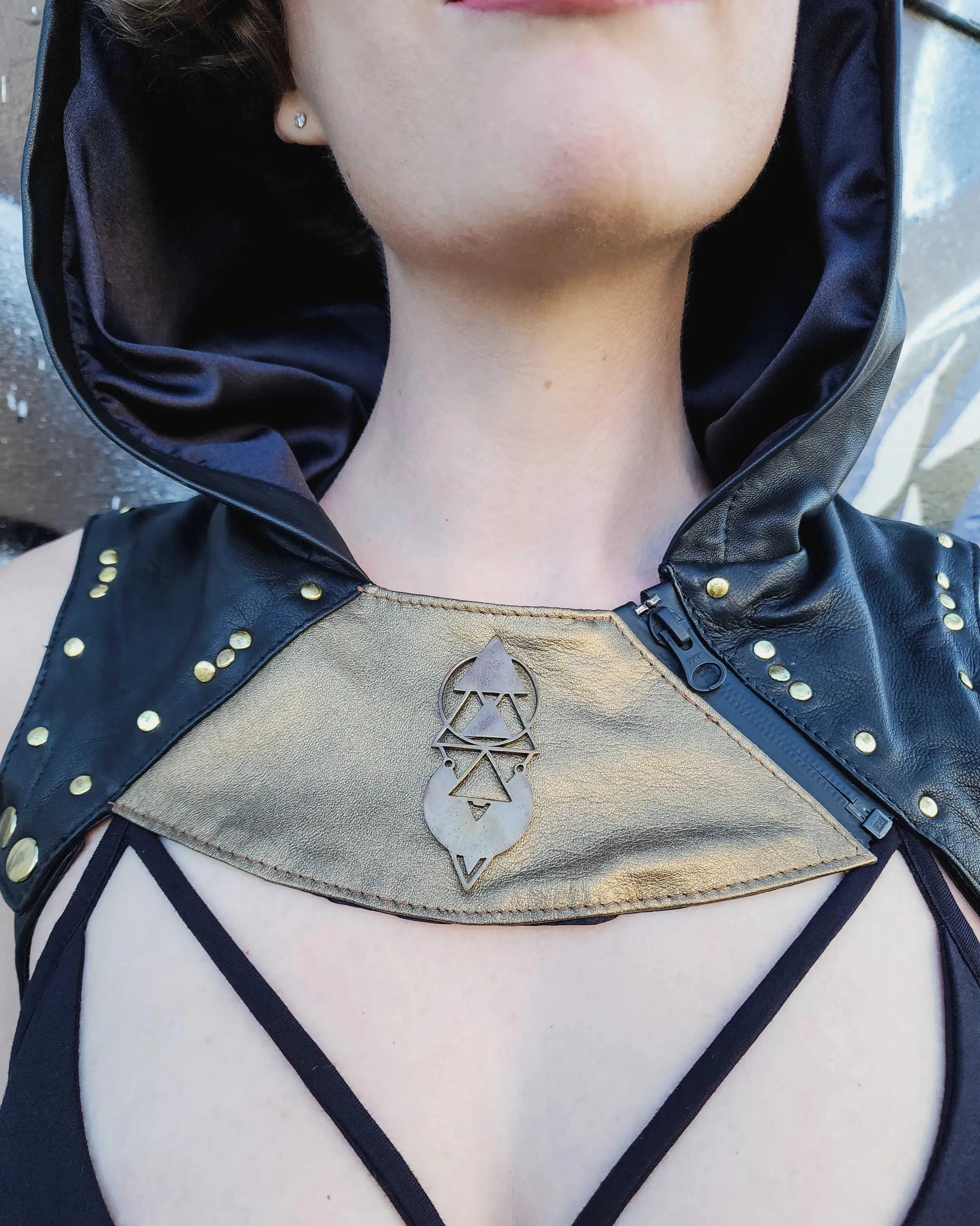 Leather Lunar Hooded Vest