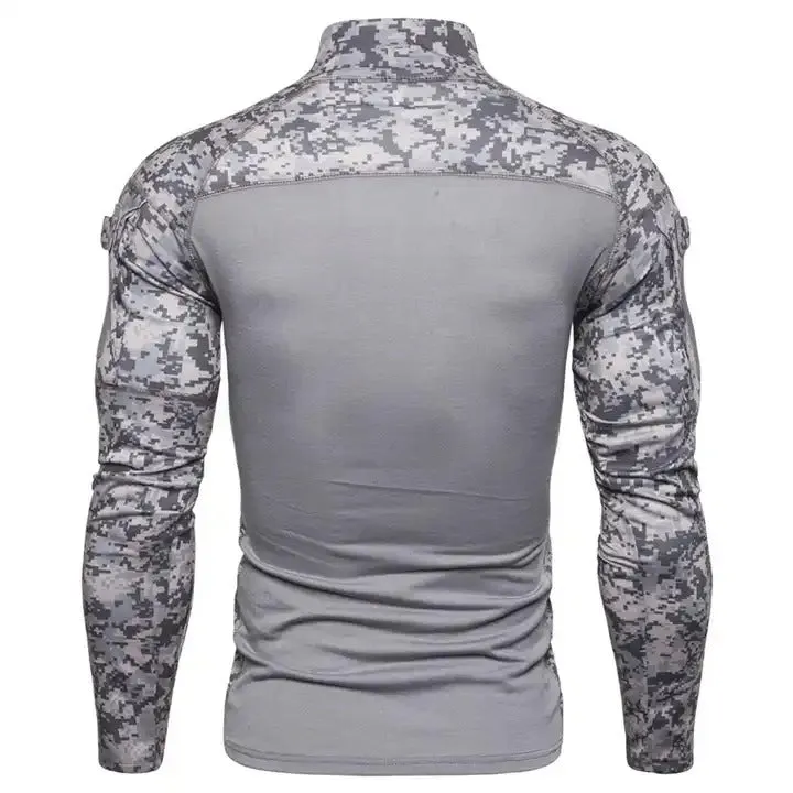 Men's Camouflage Stitching Casual T-Shirt Stand Collar Long Sleeve Lightweight Jumper | 1815-G11