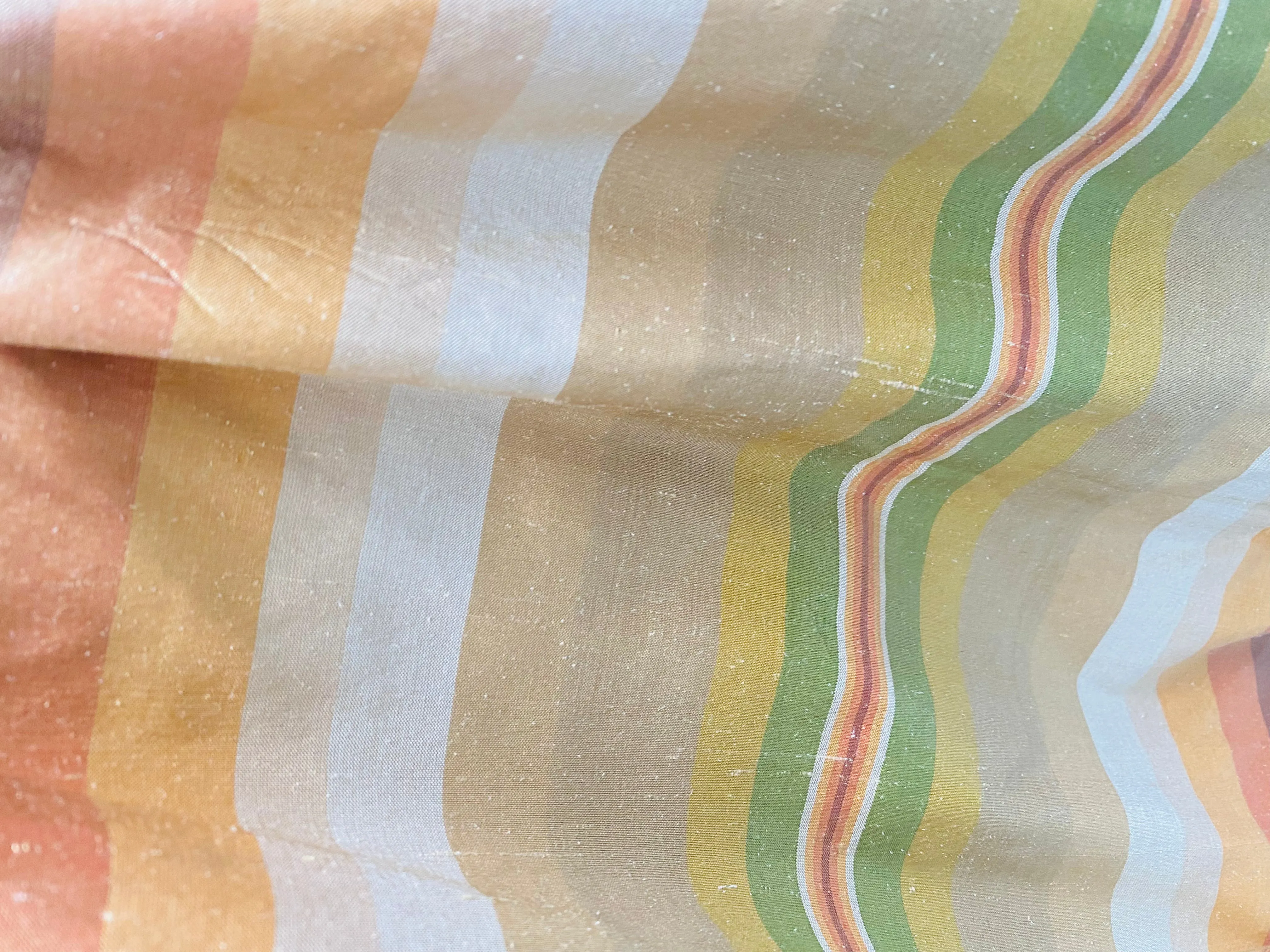 NEW Prince Charming 100% Silk Dupioni Fabric - Sunshine Stripes