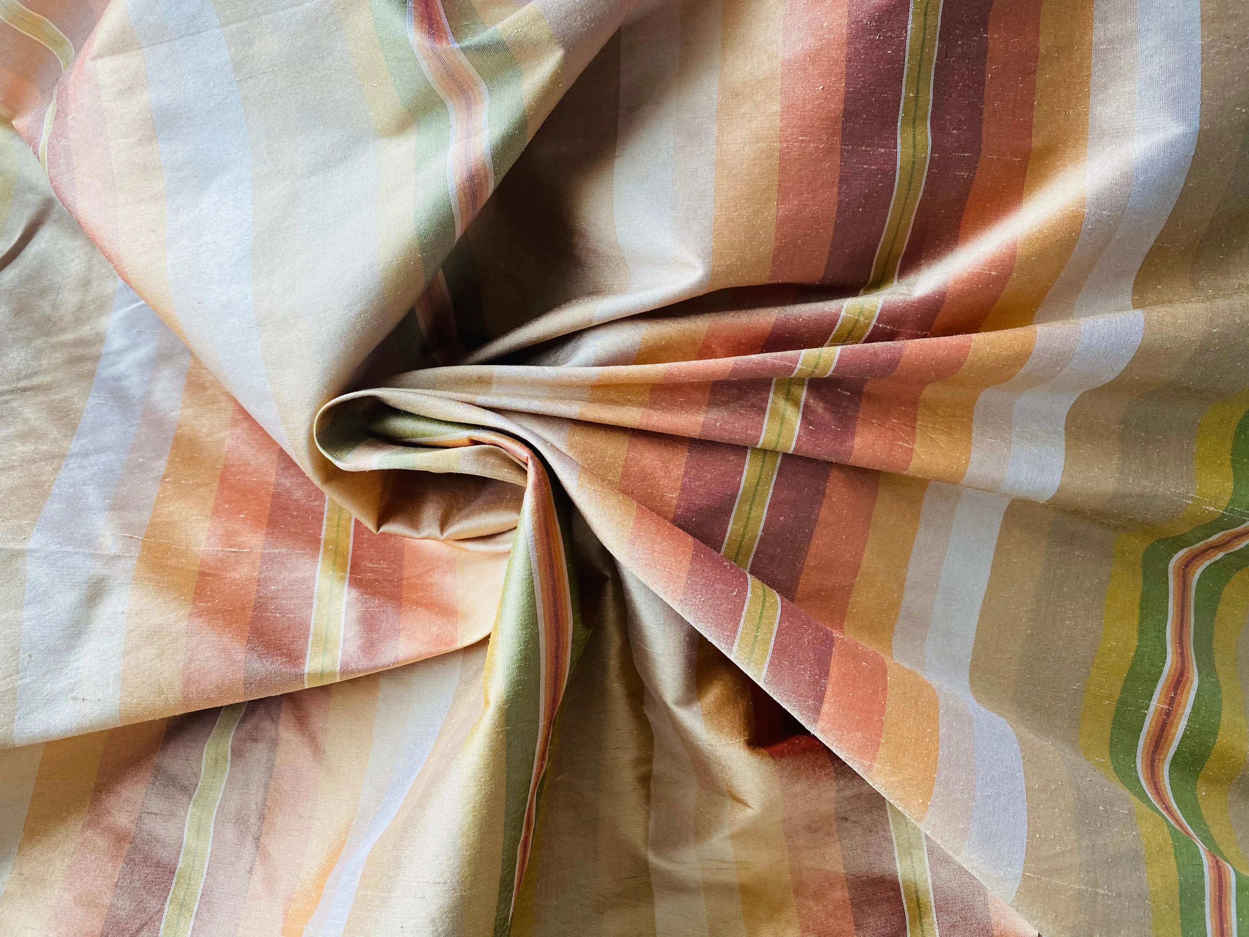 NEW Prince Charming 100% Silk Dupioni Fabric - Sunshine Stripes