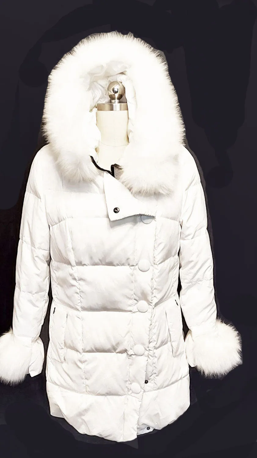 *NEW - SNOW QUEEN HOODED FAUX FUR QUILTED PUFFER COAT JACKET - BEAUTIFUL!