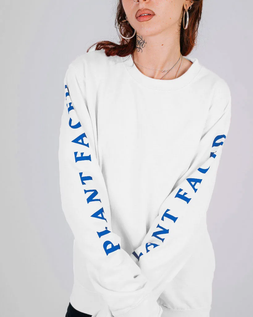 No Beef Sweater - White x Electric Blue - Unisex