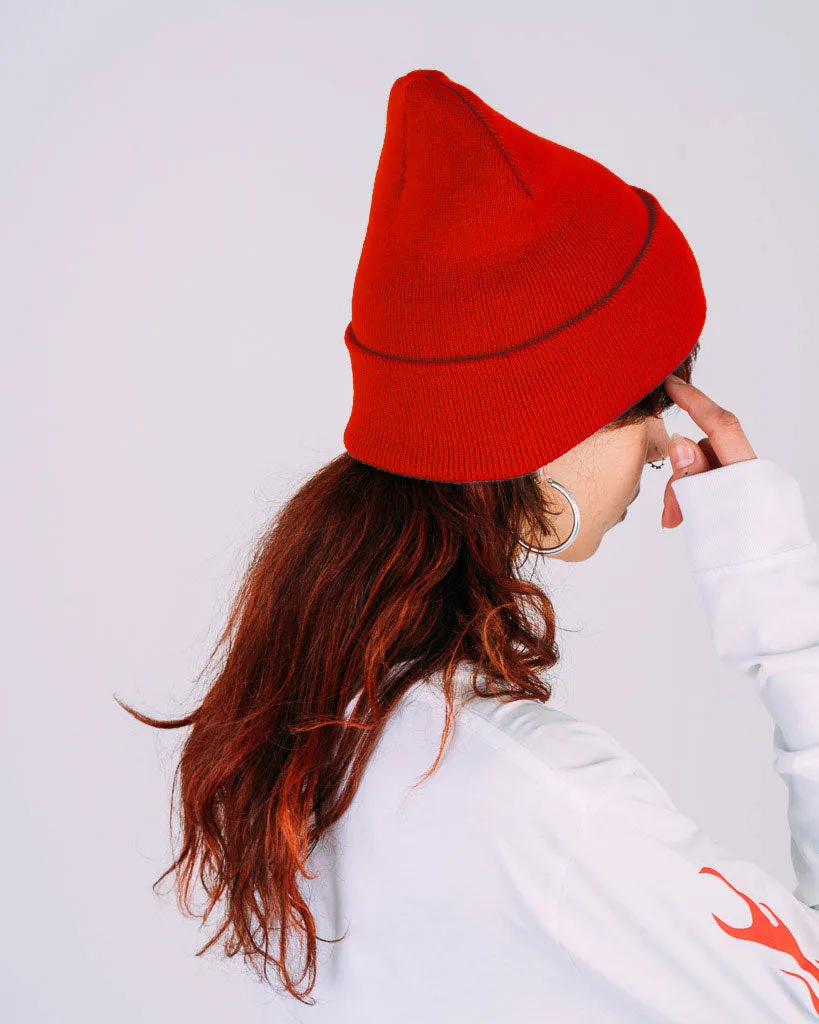 Plant Faced Beanie - Flame Red