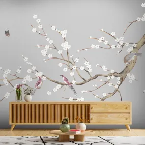 Plum Blossom Chinoiserie Style Wallpaper for Rooms