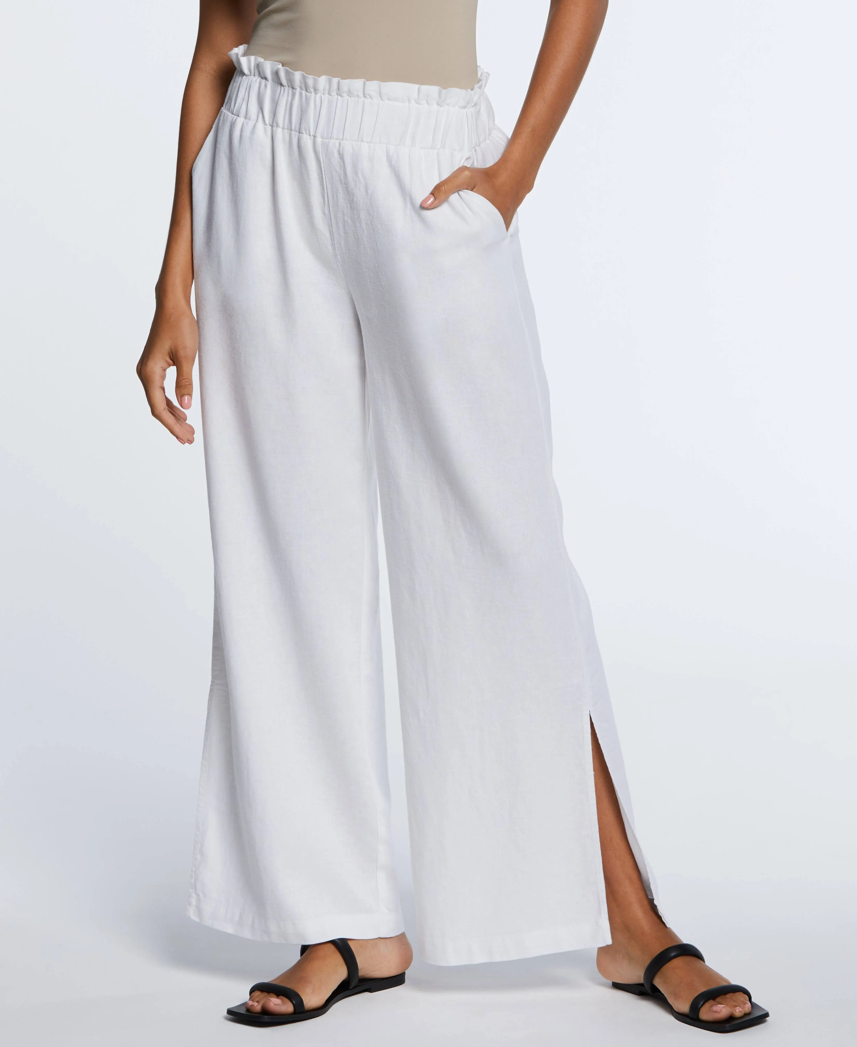 Plus Size White Linen Blend Set