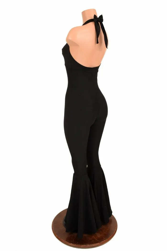 "Monroe" Halter Bell Bottom Flare Catsuit