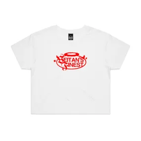 Seitan's Finest - White Crop Top