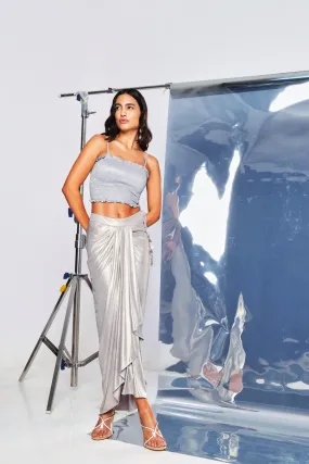 SILVER DRAPE SKIRT