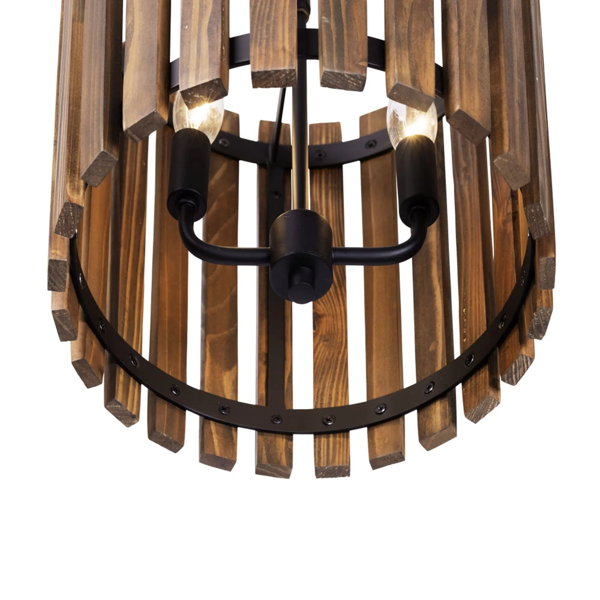 Suratto 387P02MBW 2-Light Pendant Light - Matte Black/Medium Walnut