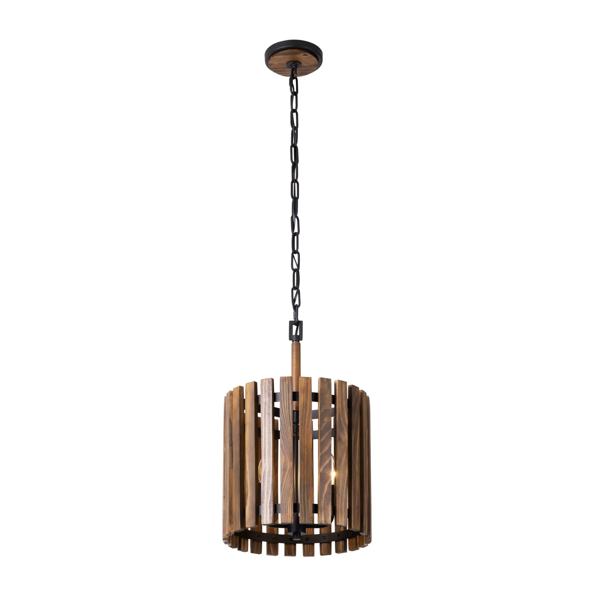 Suratto 387P02MBW 2-Light Pendant Light - Matte Black/Medium Walnut