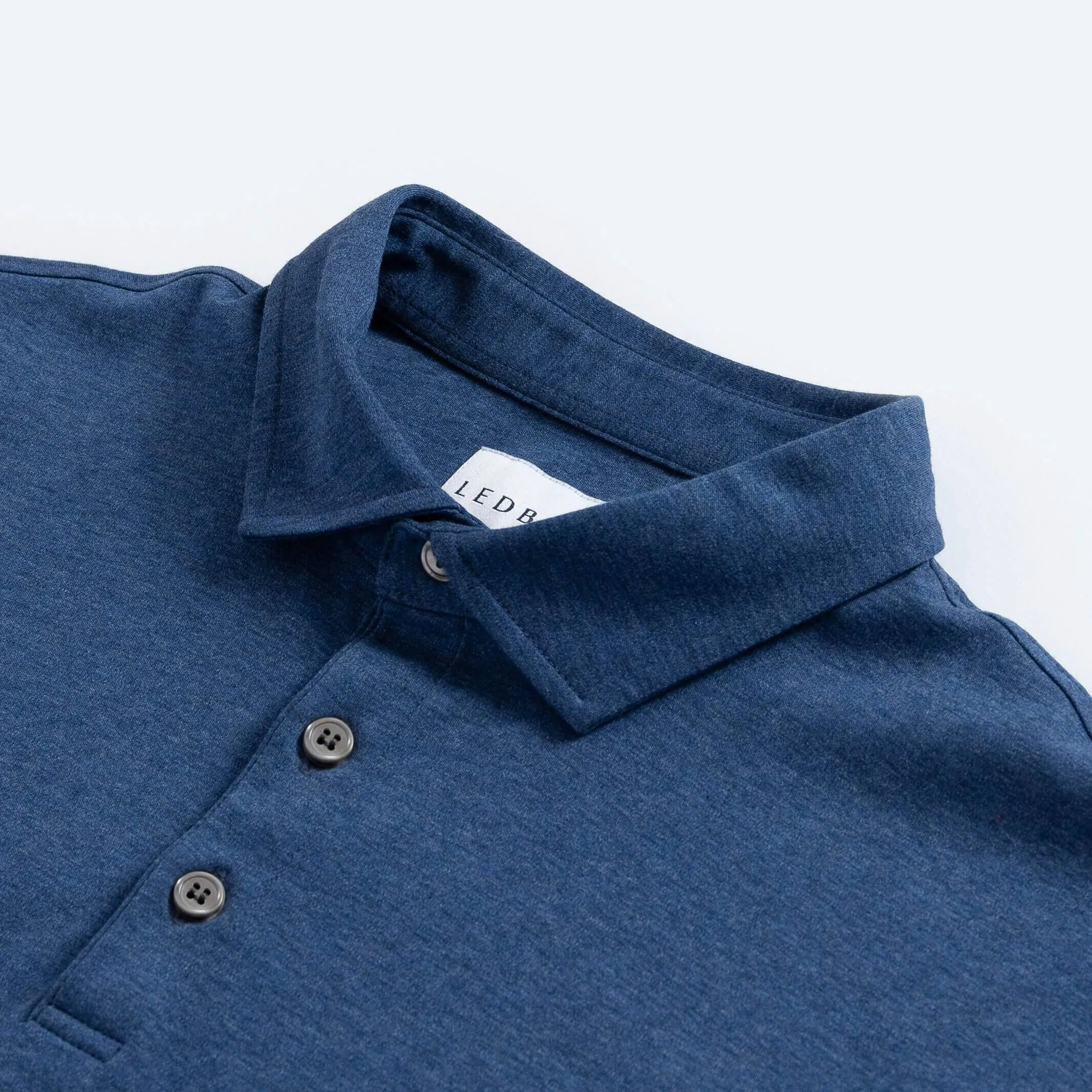 The Dark Blue Heather Arlon Knit Long Sleeve Custom Polo