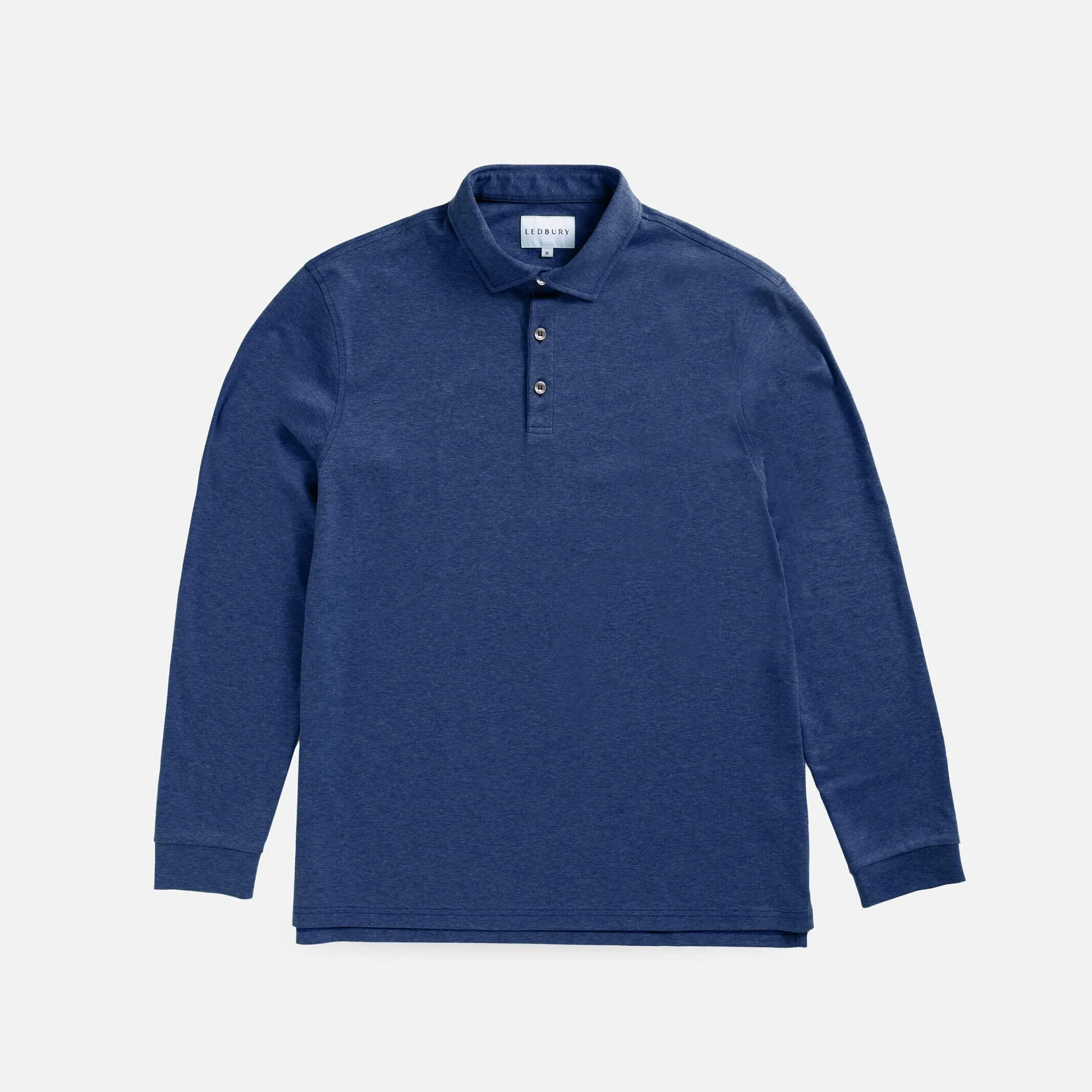 The Dark Blue Heather Arlon Knit Long Sleeve Custom Polo