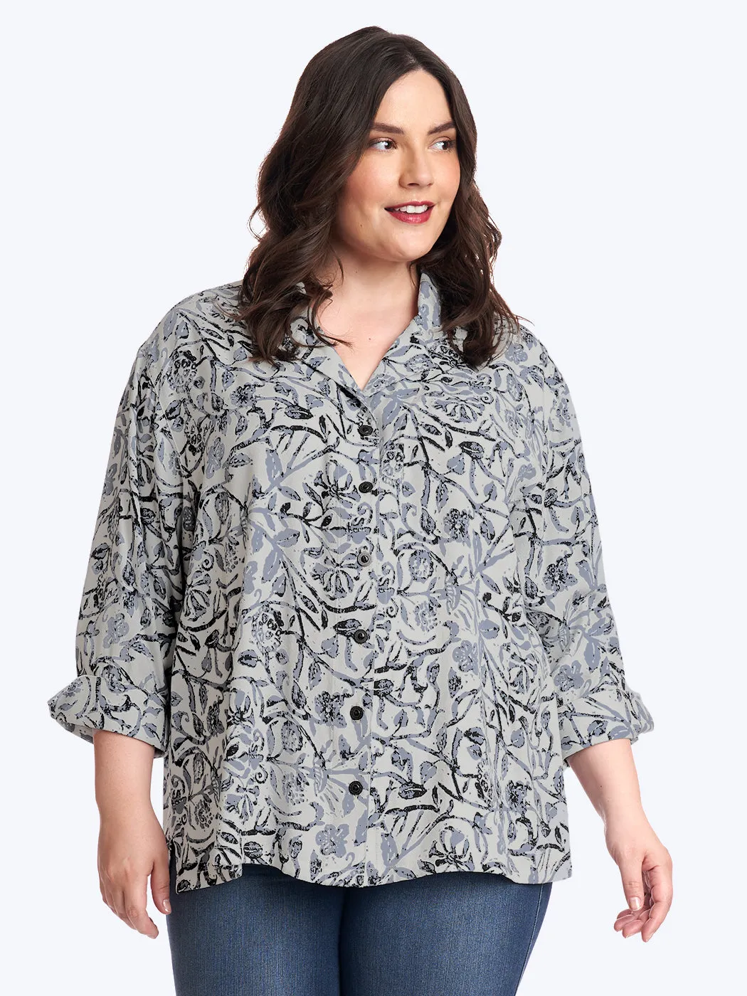 Tianello Plus sized French Batik Print TENCEL™ Aida Blouse