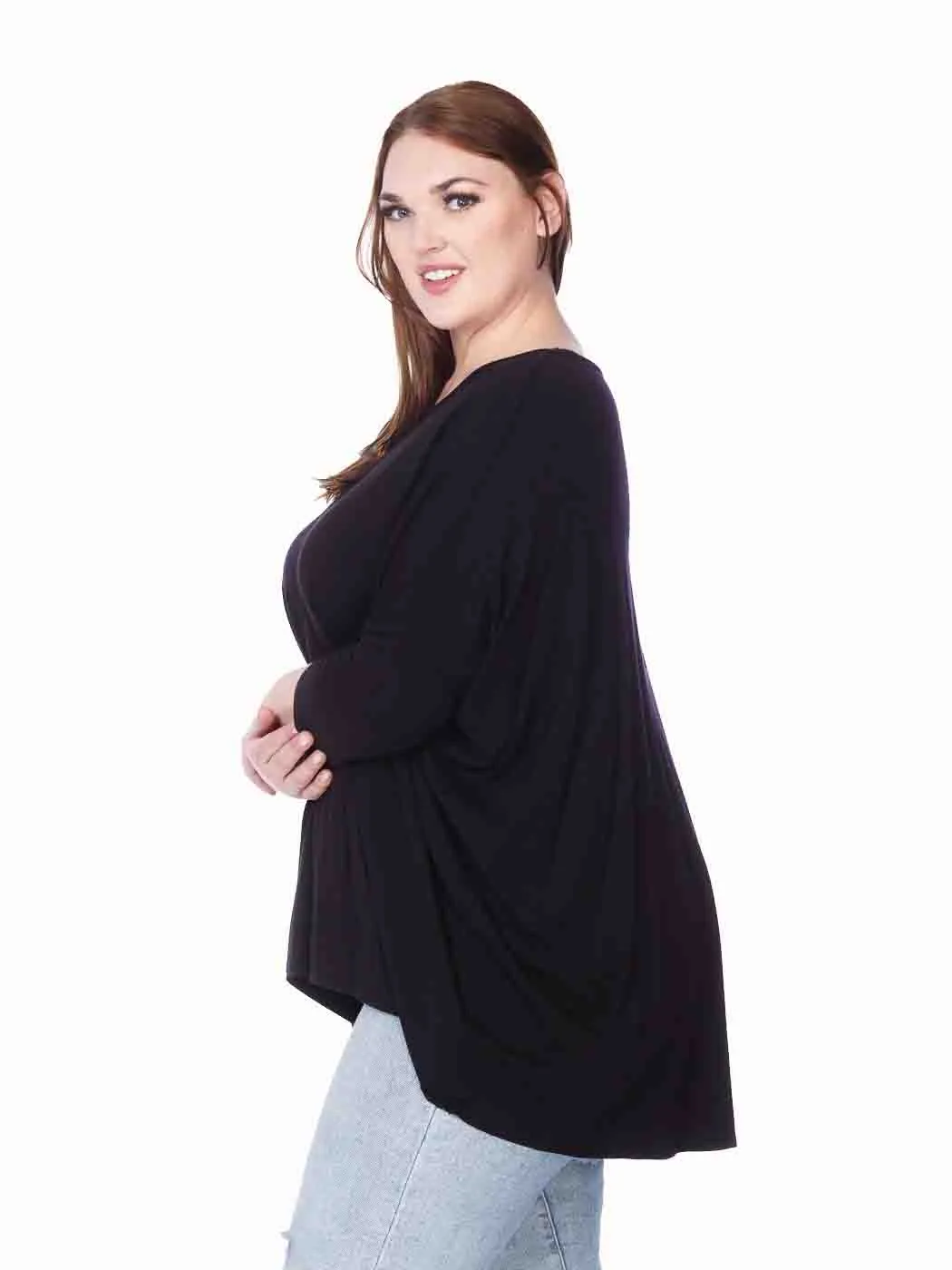 Tianello Plus Sized TENCEL™ "Woven"   L.S. Tee Blouse