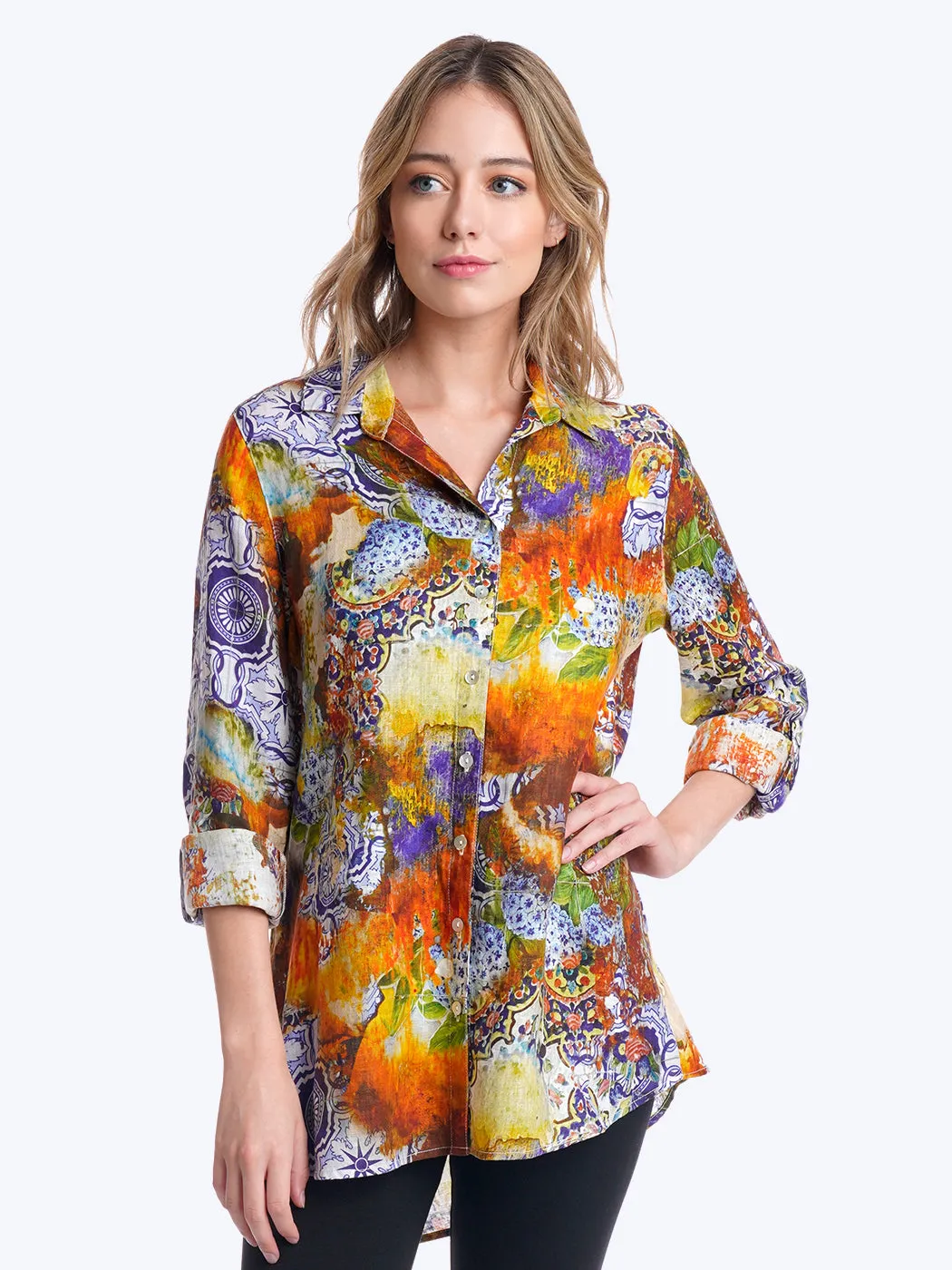 Tianello "Aberdeen" printed Hanky Linen "Loving" Blouse