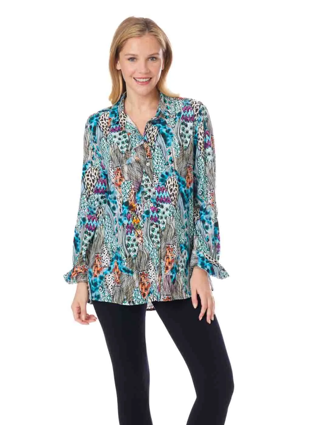 Tianello TENCEL™ Print "HipCat"  Print "Loving" Blouse