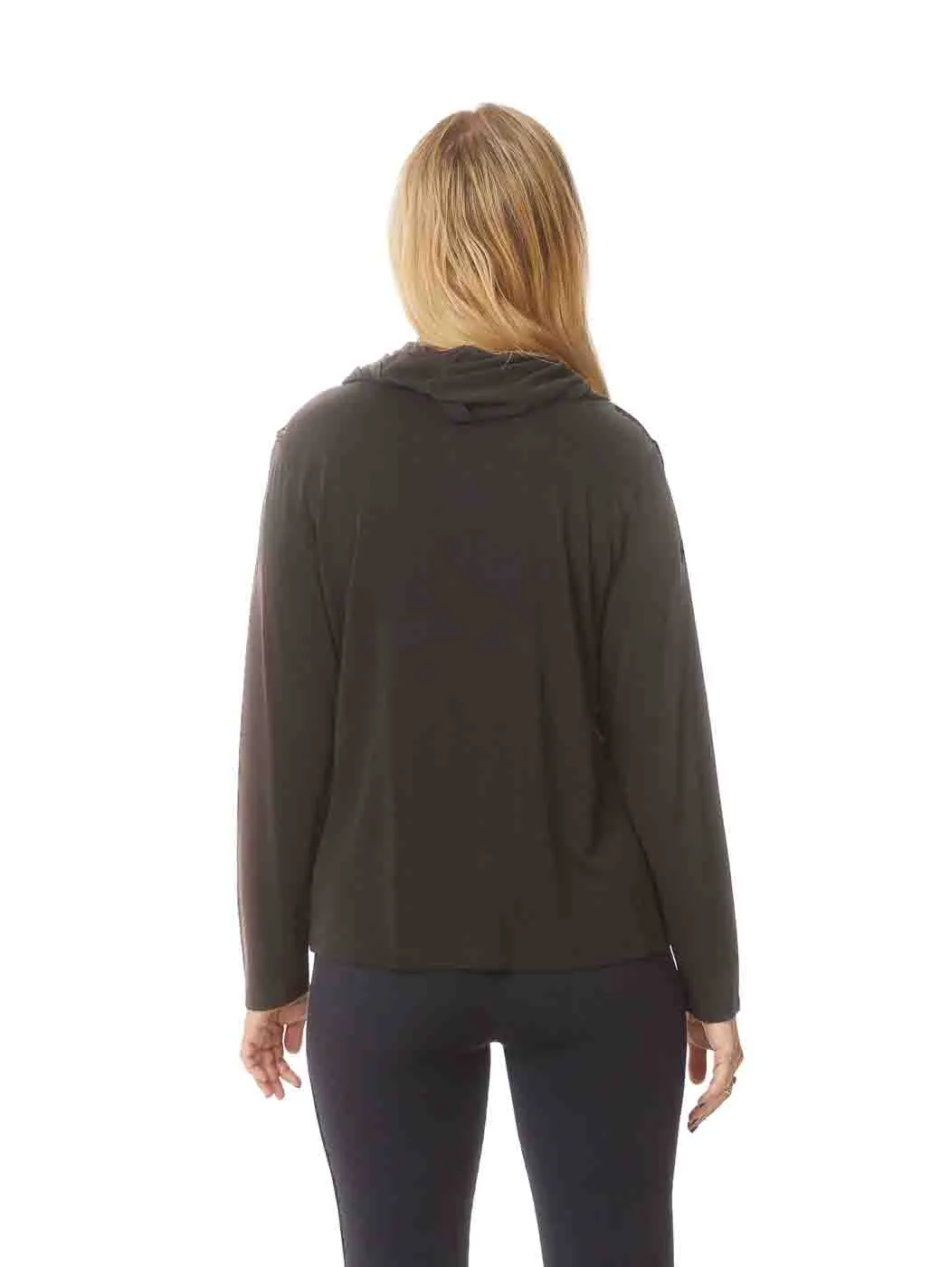 Tianello TENCEL™ "Whisper Knit"  L.S. "Cowl" Blouse - Black