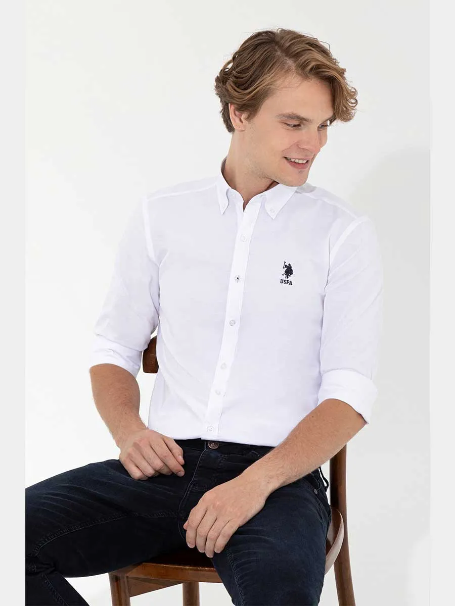 USPA Shirt Men White VR013 USPSH270 Regular Fit US Polo Assn.