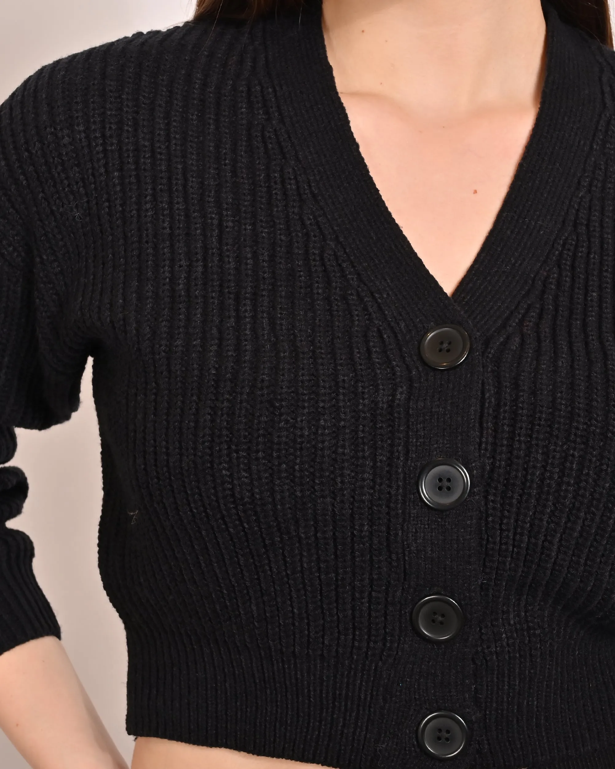 Women Black Short Cardigan